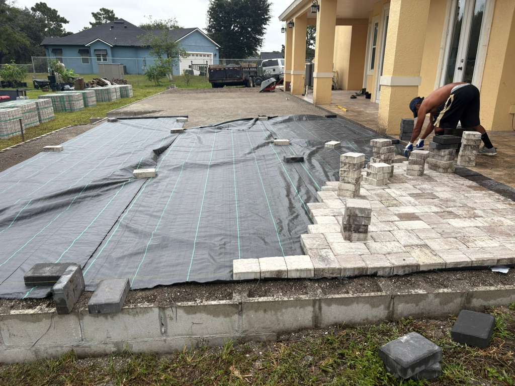 Rock Pavers FL expert team at work on a paving project